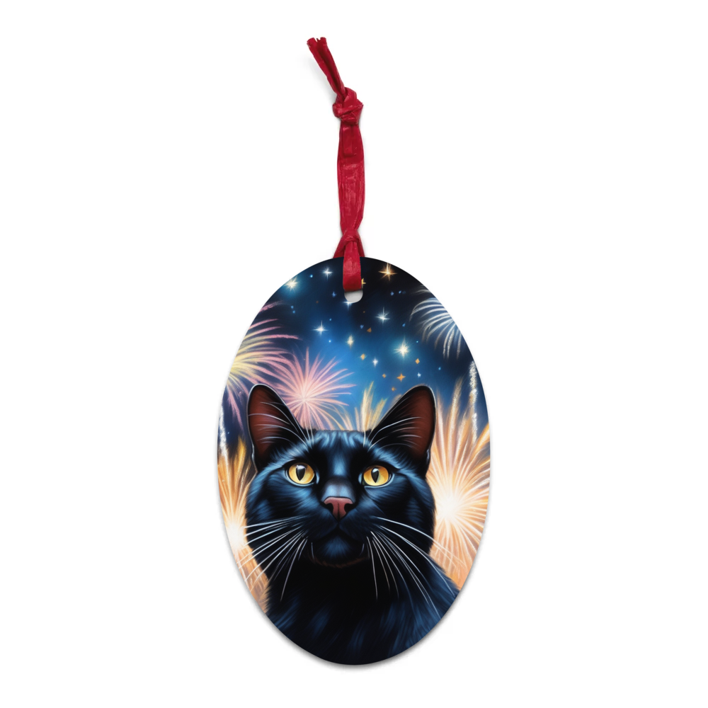 PugMug Custom Black Exotic Cat Wooden Ornament