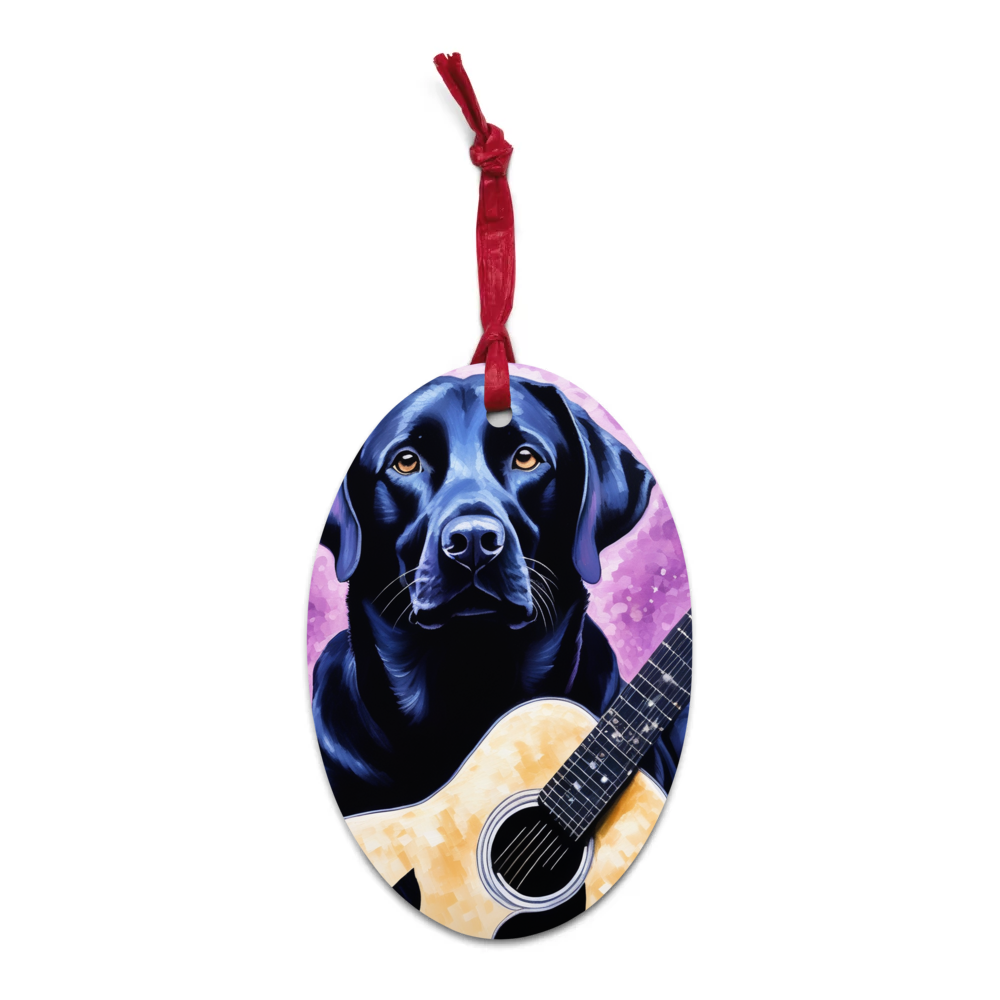 PugMug Custom Black Labrador Retriever Wooden Ornament