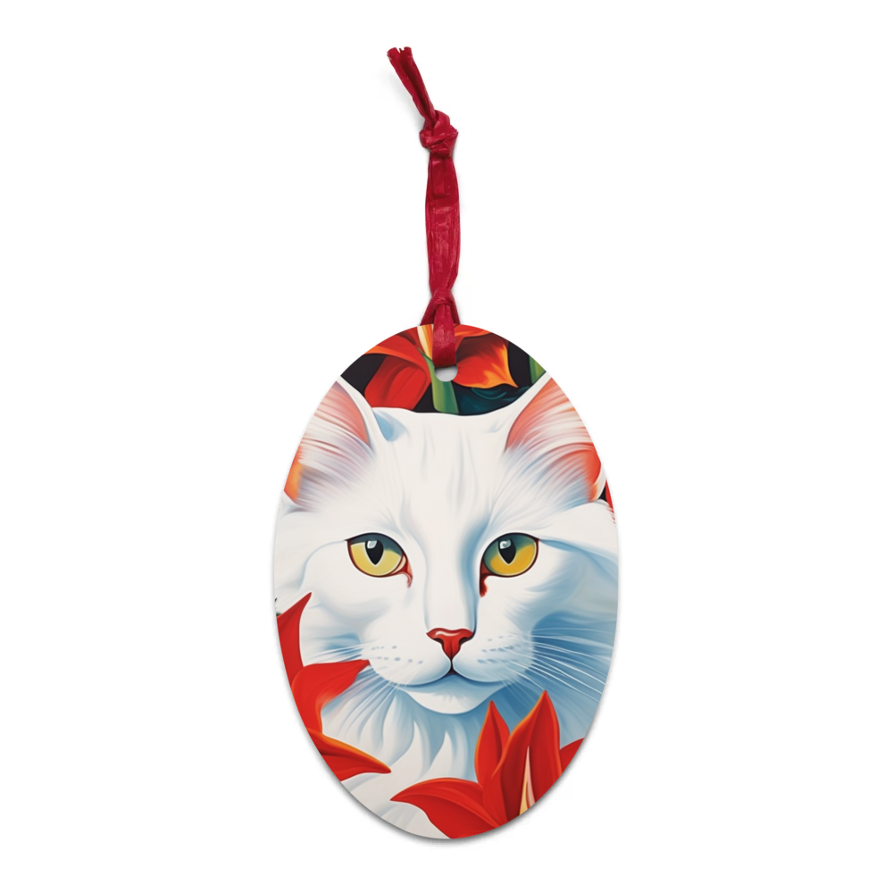 PugMug Custom White Companion Cat Wooden Ornament