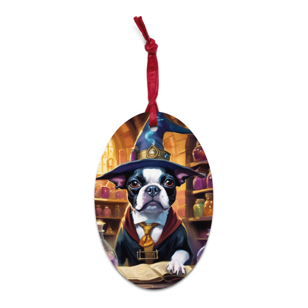 PugMug Custom Boston Terrier Wooden Ornament