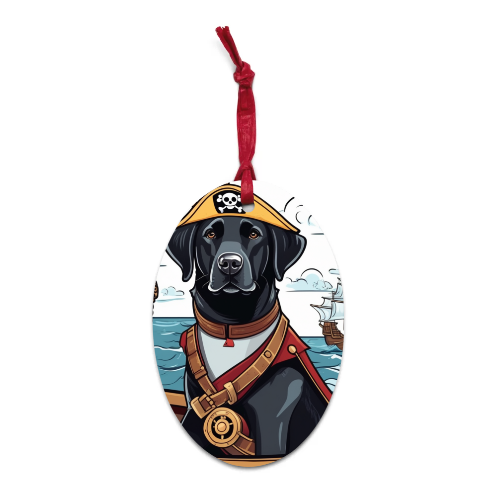 PugMug Custom Black Labrador Retriever Wooden Ornament