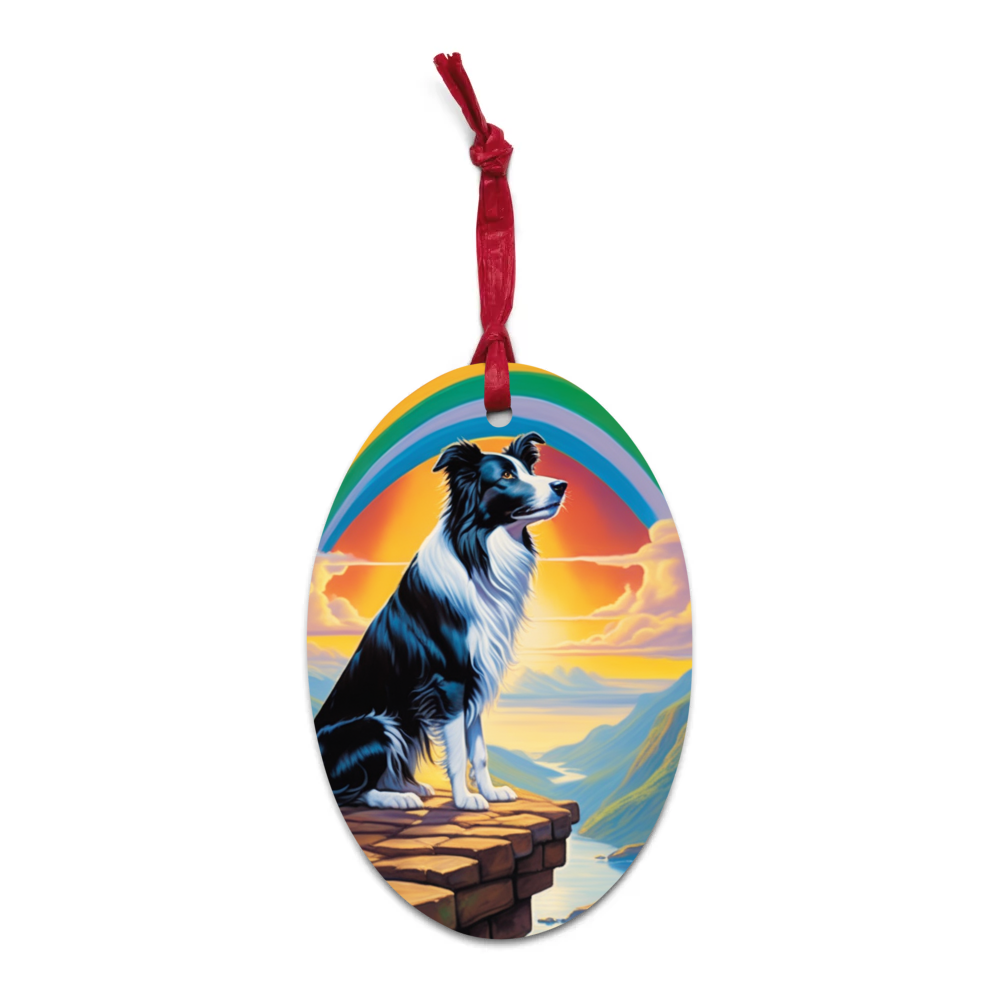 PugMug Custom Border Collie Wooden Ornament