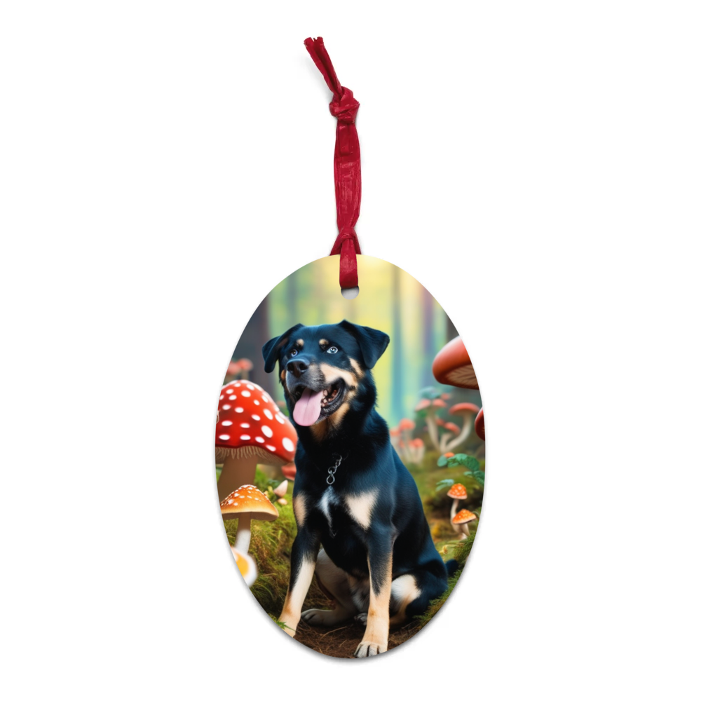 PugMug Custom Blue Wooden Ornament