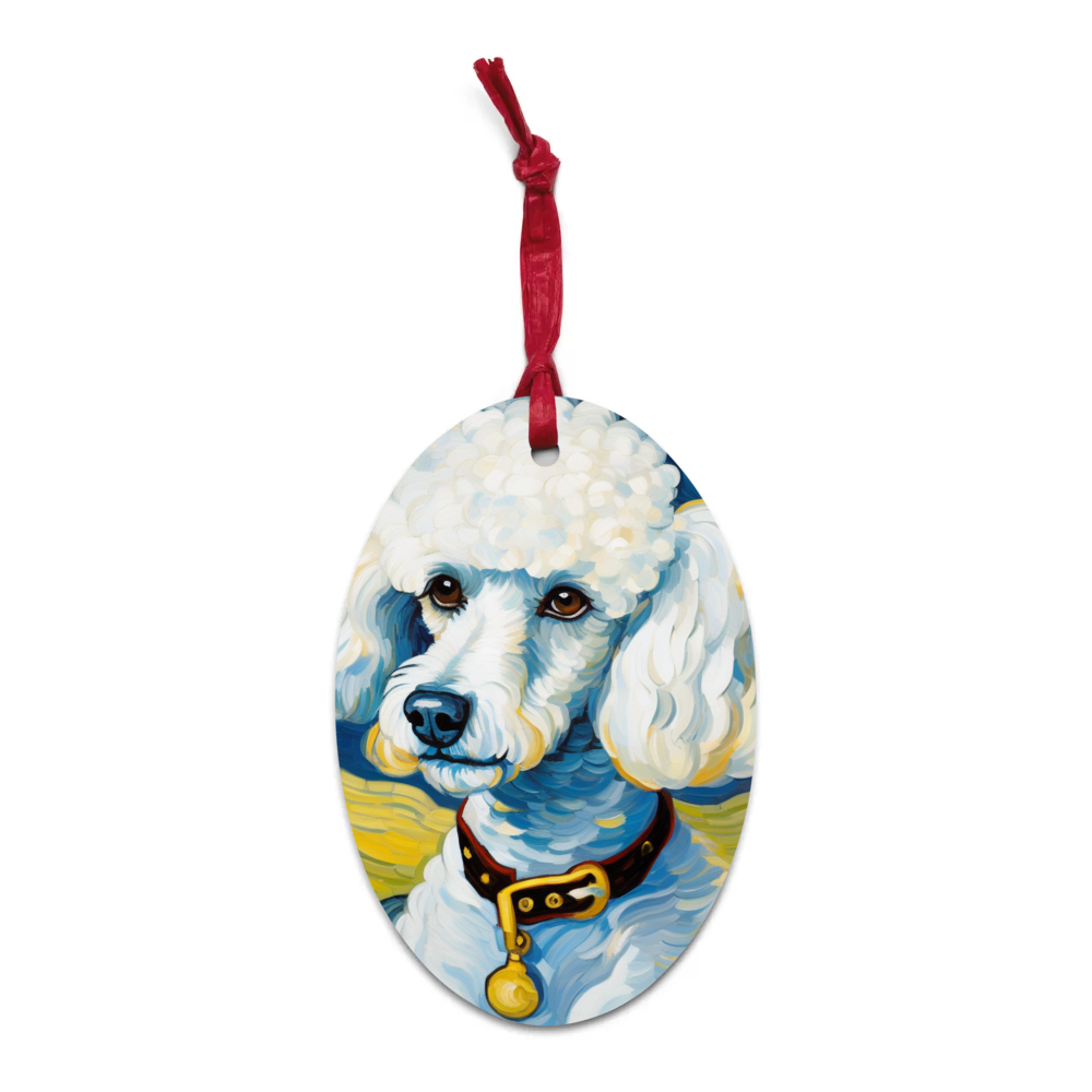 PugMug Custom White Poodle Wooden Ornament
