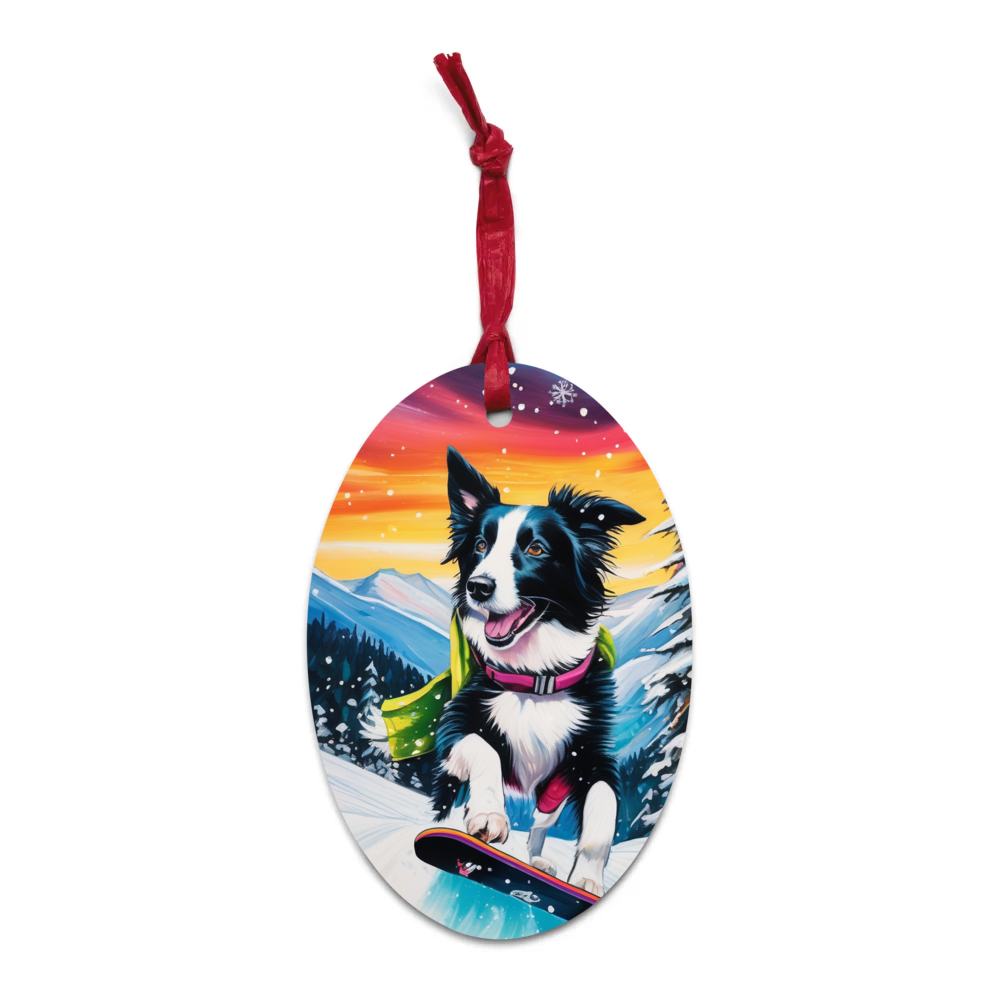 PugMug Custom Border Collie Wooden Ornament