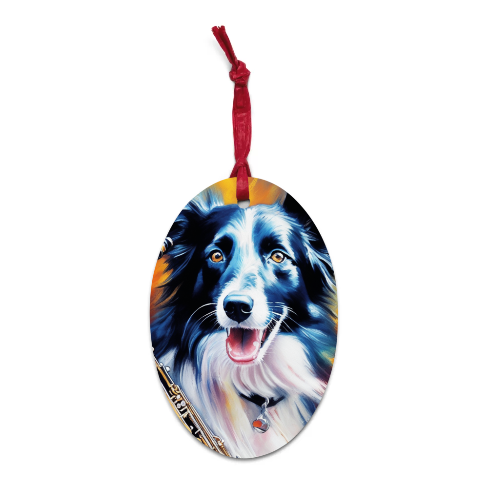 PugMug Custom Border Collie Wooden Ornament