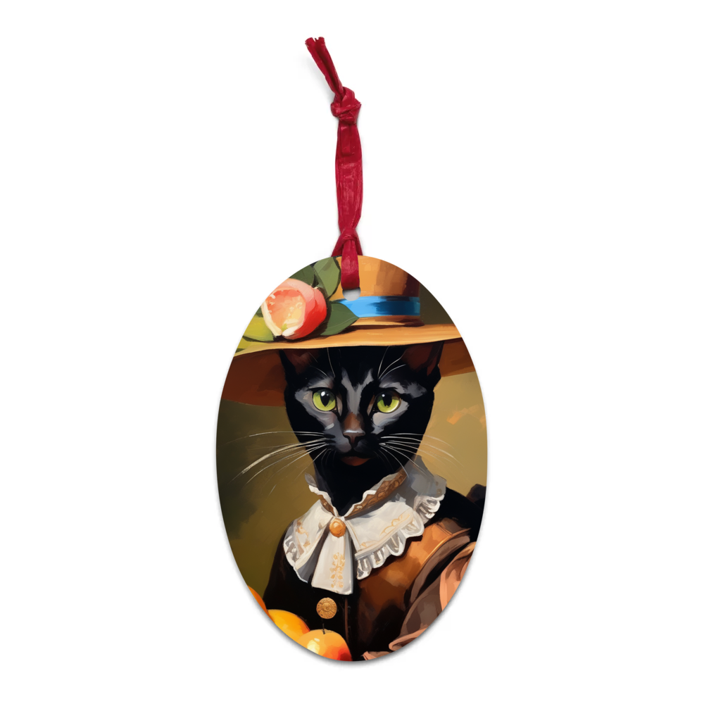 PugMug Custom Black Abyssinian Cat Wooden Ornament