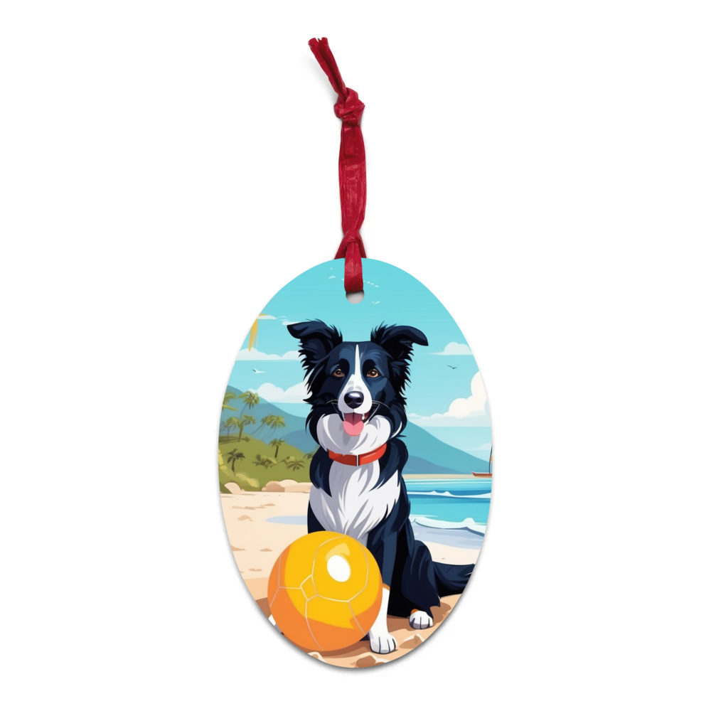 PugMug Custom Border Collie Wooden Ornament