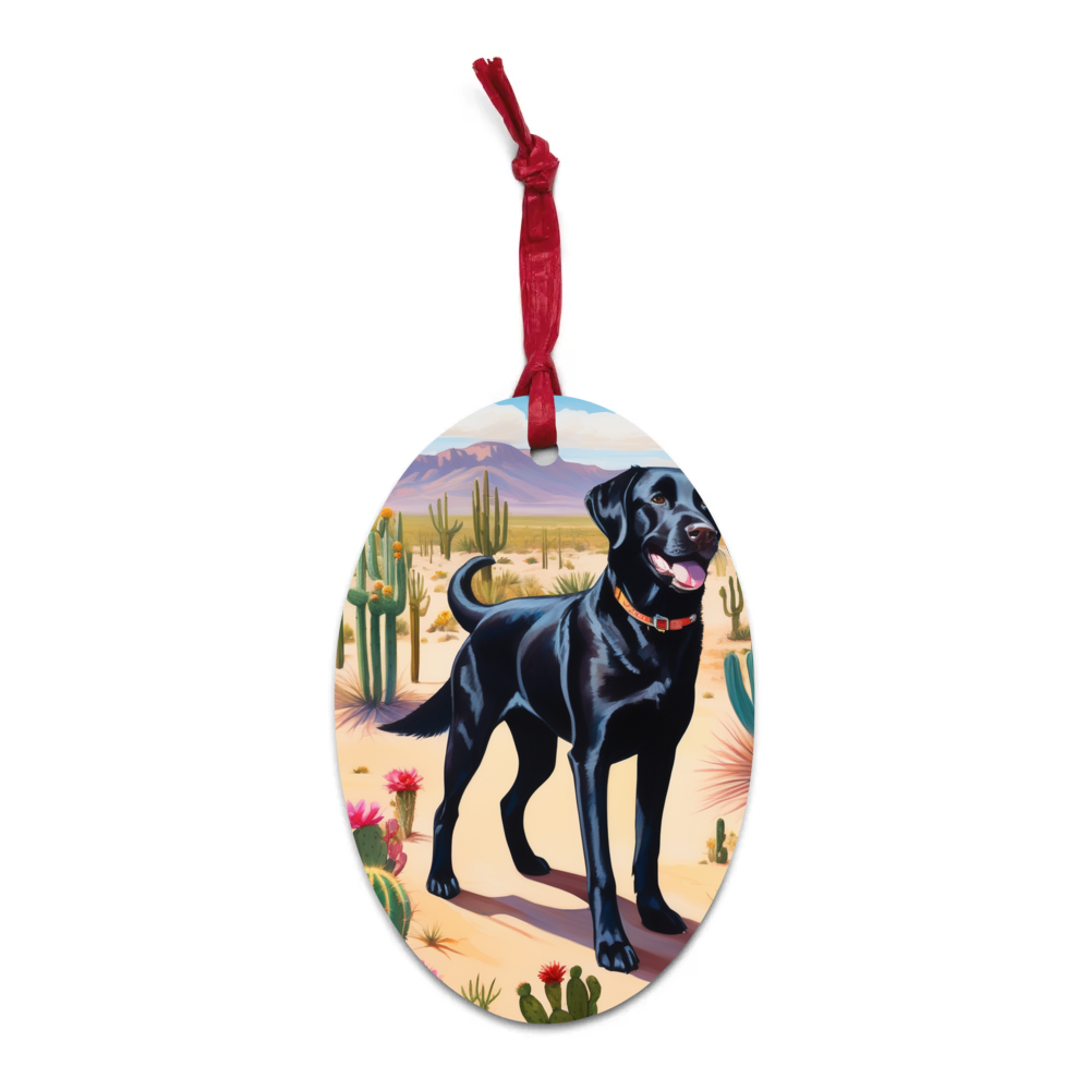 PugMug Custom Black Labrador Retriever Wooden Ornament