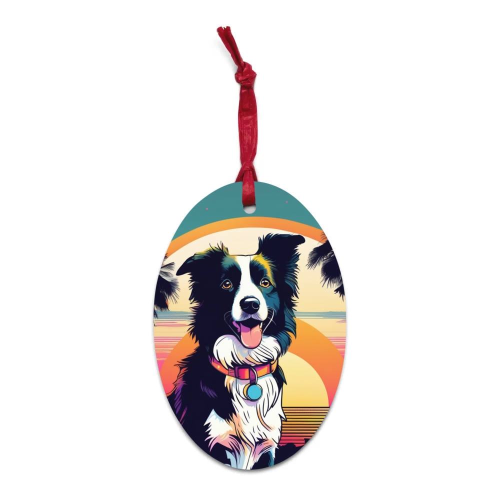 PugMug Custom Border Collie Wooden Ornament