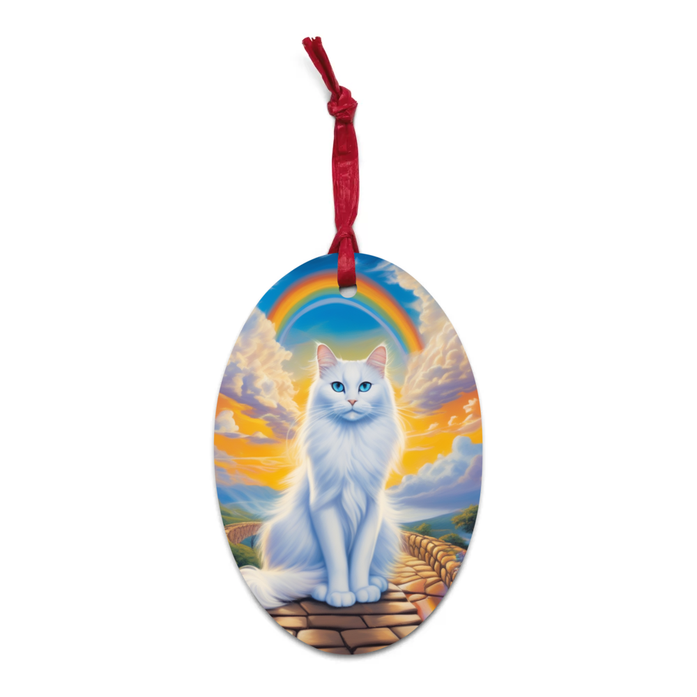PugMug Custom White Ragdoll Cat Wooden Ornament