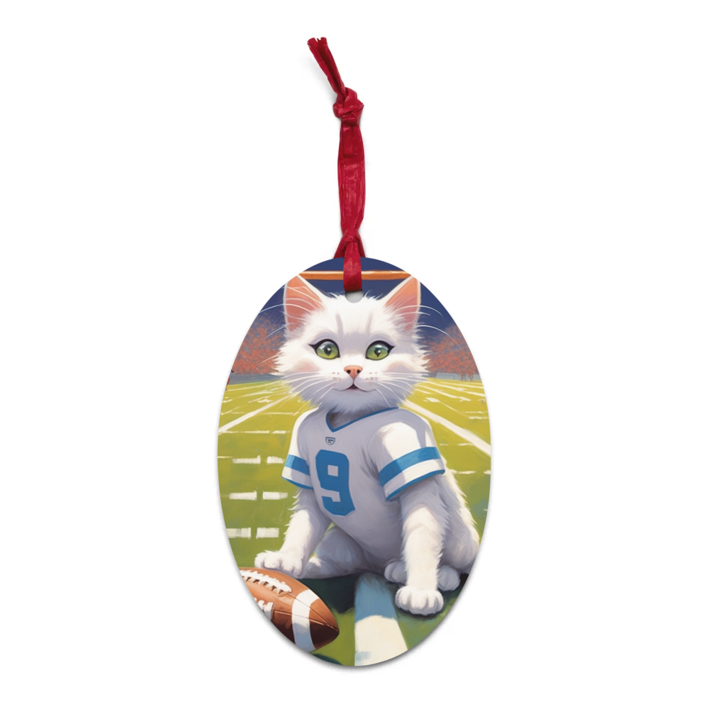 PugMug Custom White Companion Cat Wooden Ornament