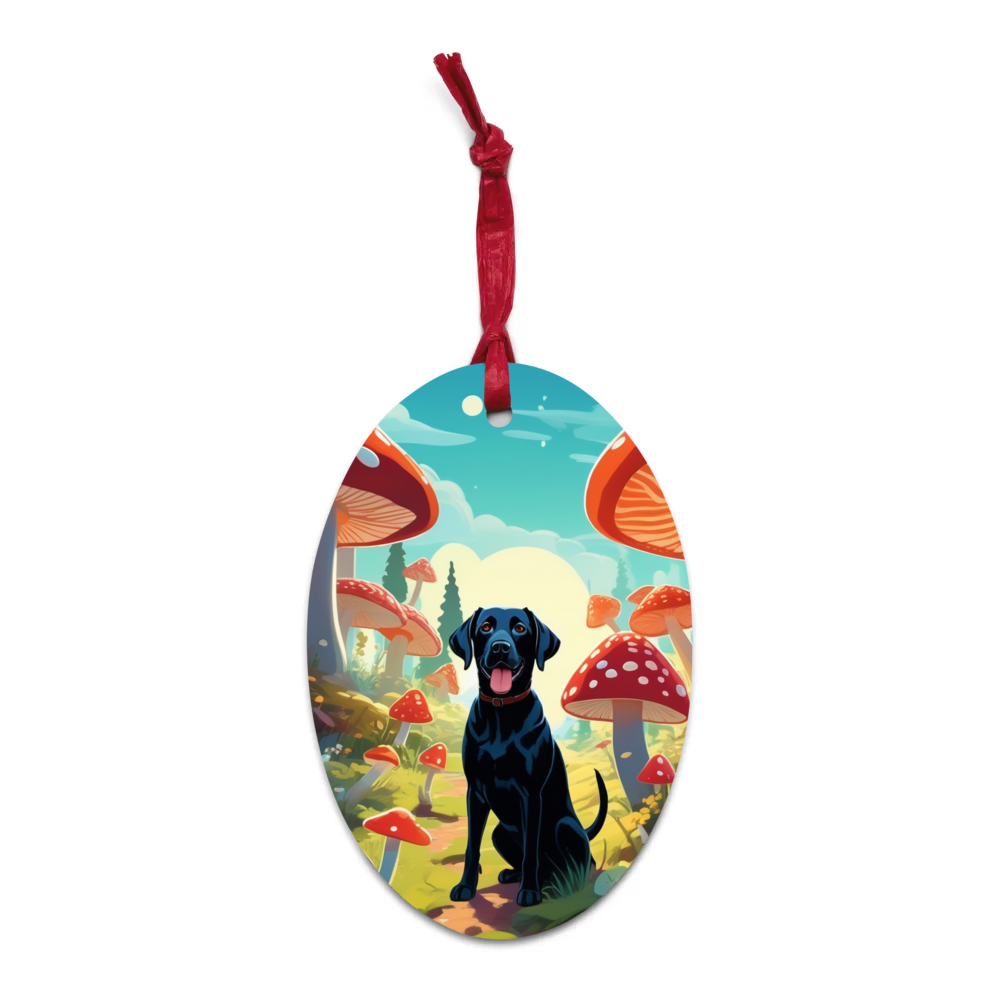 PugMug Custom Black Labrador Retriever Wooden Ornament