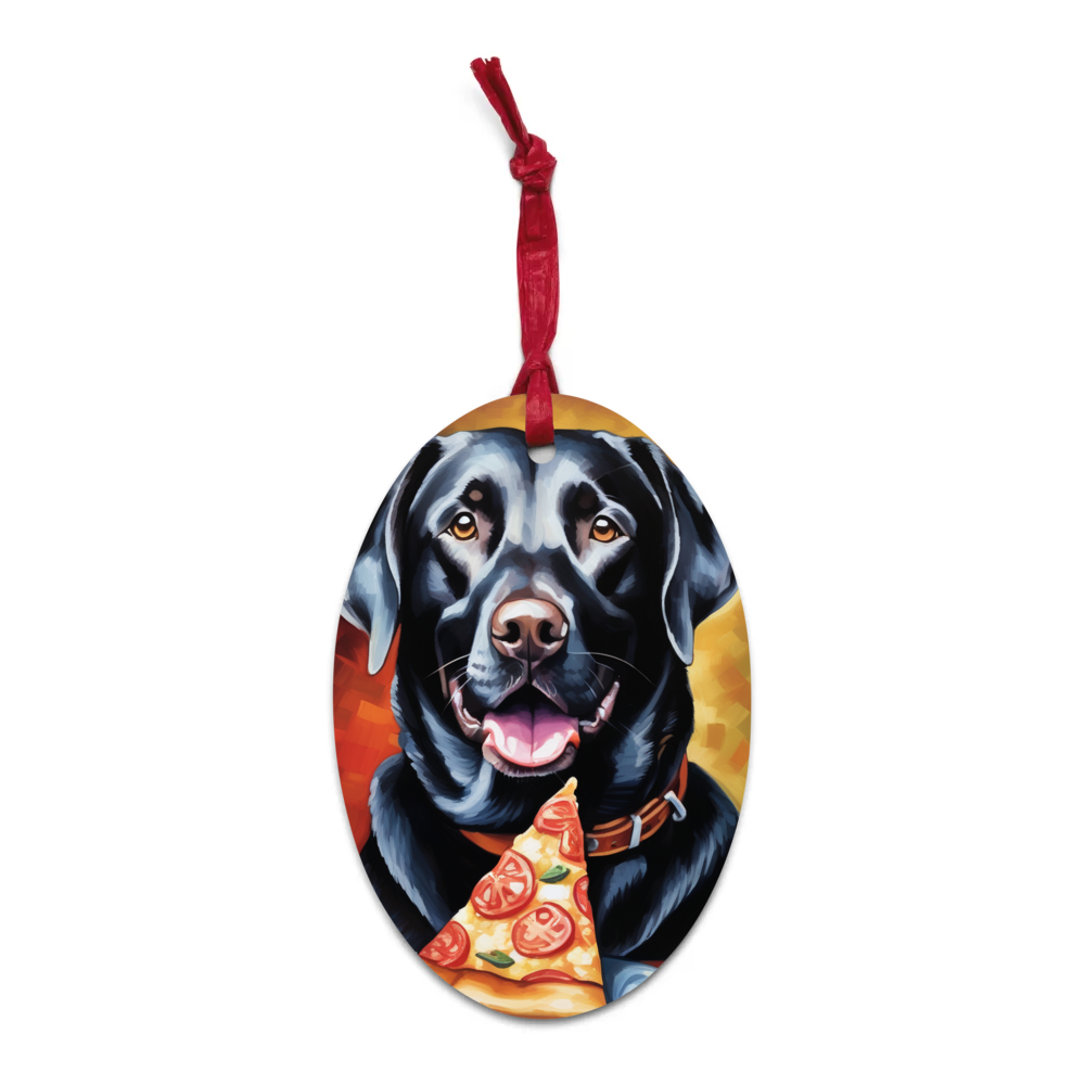 PugMug Custom Black Labrador Retriever Wooden Ornament