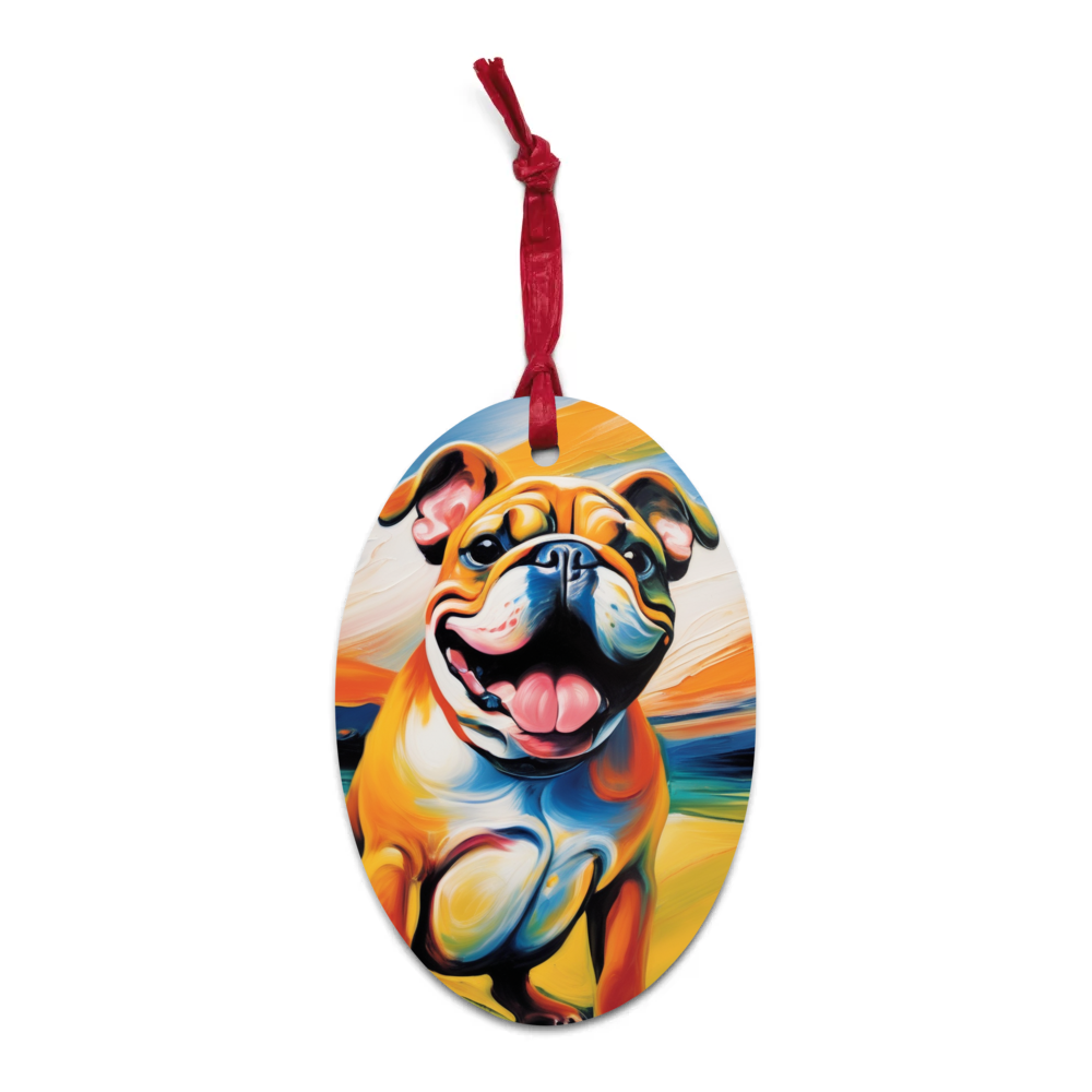 PugMug Custom Bulldog Wooden Ornament
