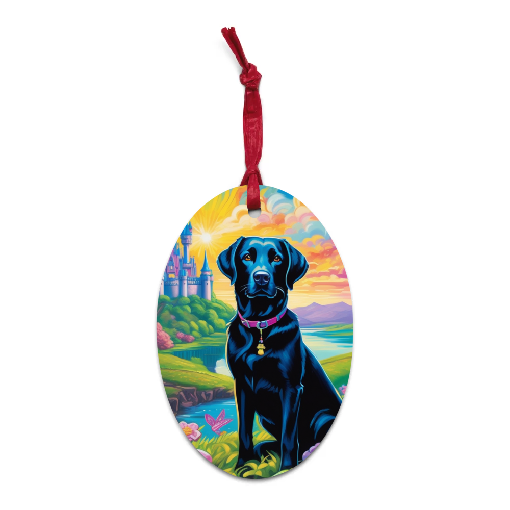 PugMug Custom Black Labrador Retriever Wooden Ornament