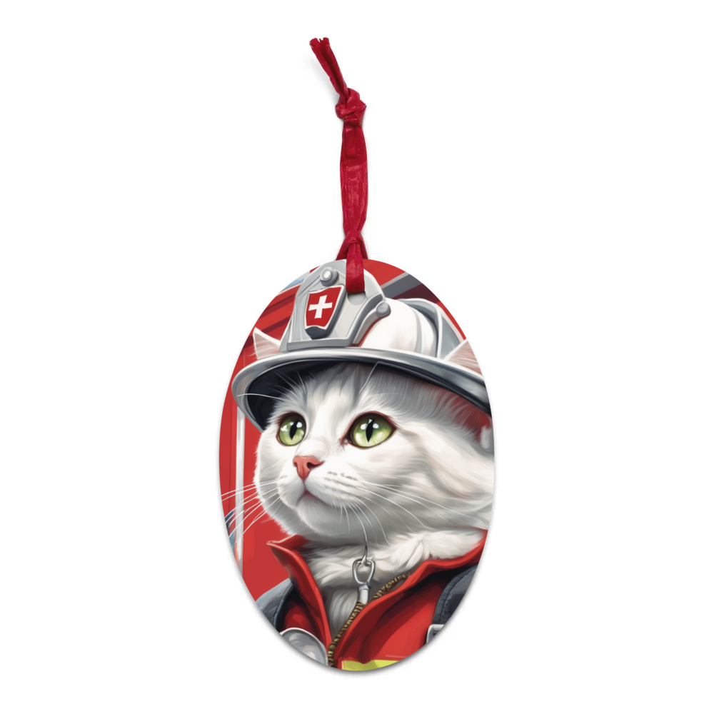 PugMug Custom White Companion Cat Wooden Ornament