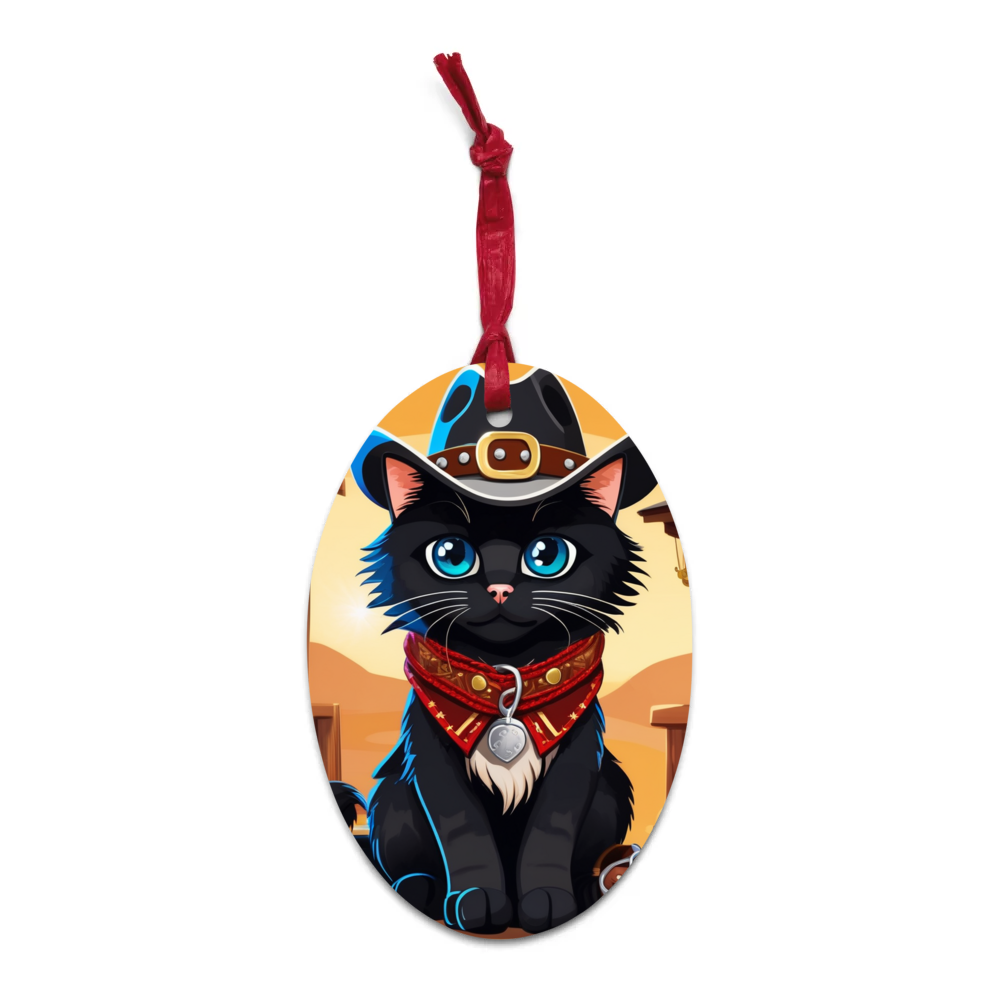 PugMug Custom Black Ragdoll Cat Wooden Ornament