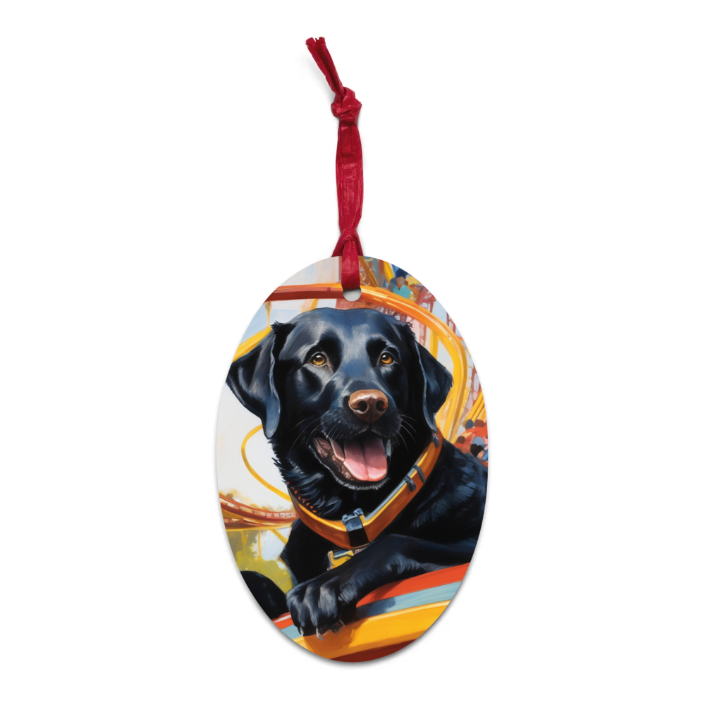 PugMug Custom Black Labrador Retriever Wooden Ornament