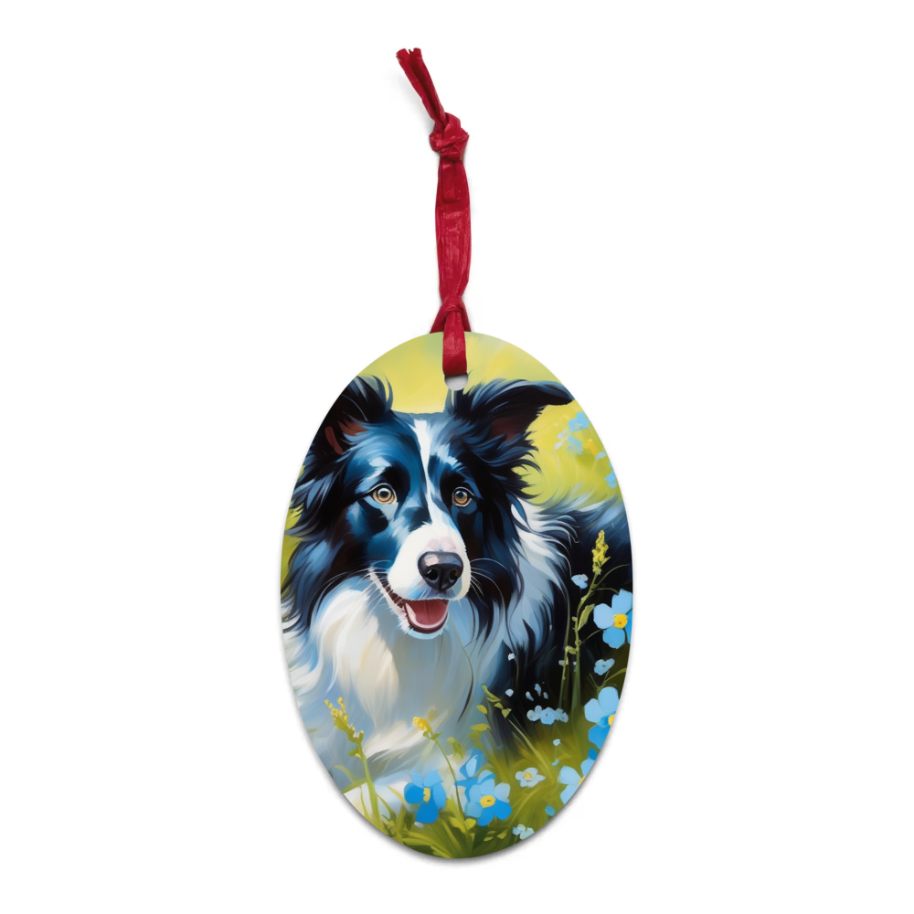 PugMug Custom Border Collie Wooden Ornament