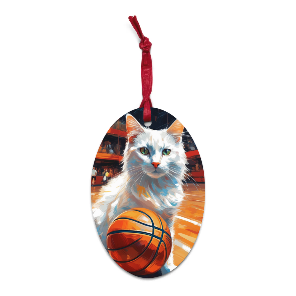 PugMug Custom White Companion Cat Wooden Ornament