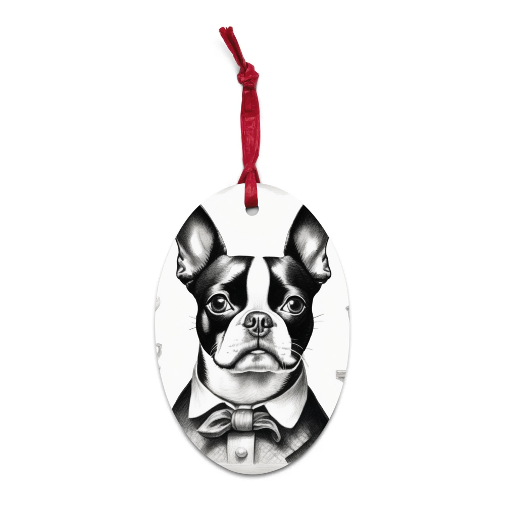 PugMug Custom Boston Terrier Wooden Ornament