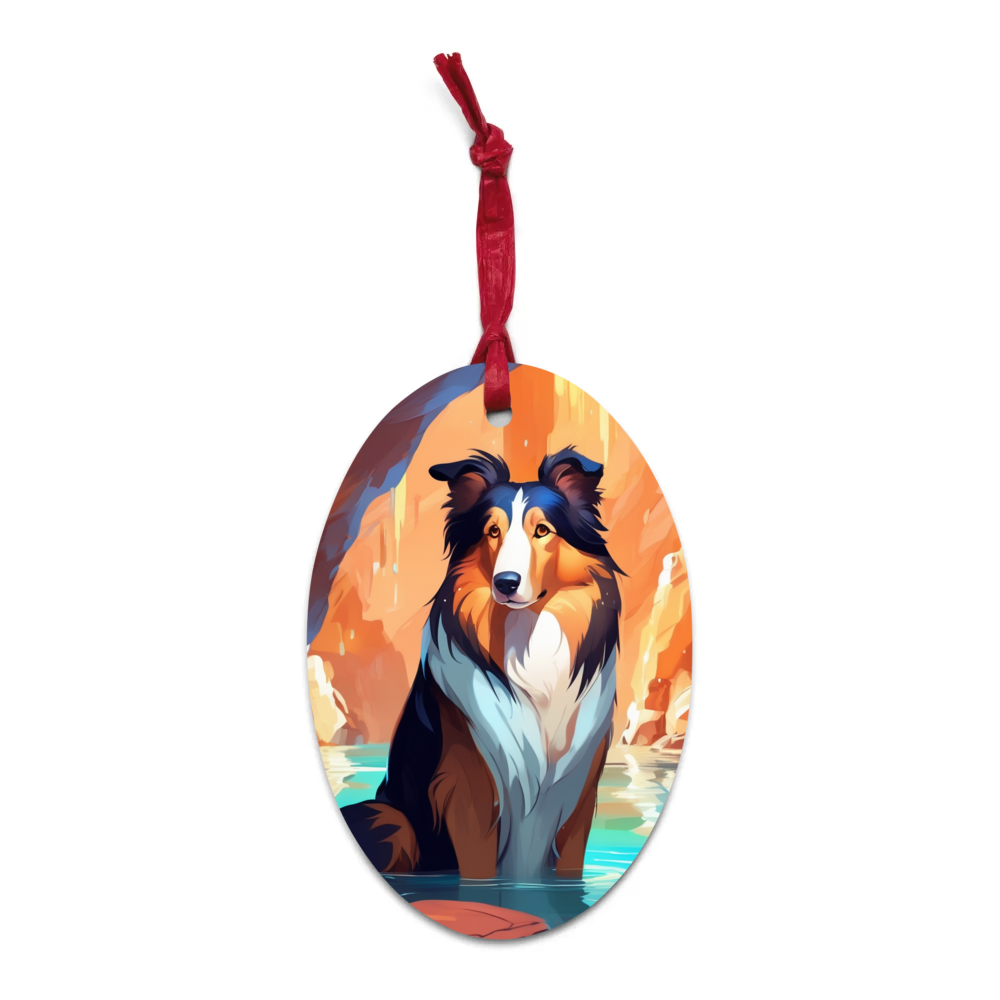 PugMug Custom Collie Wooden Ornament