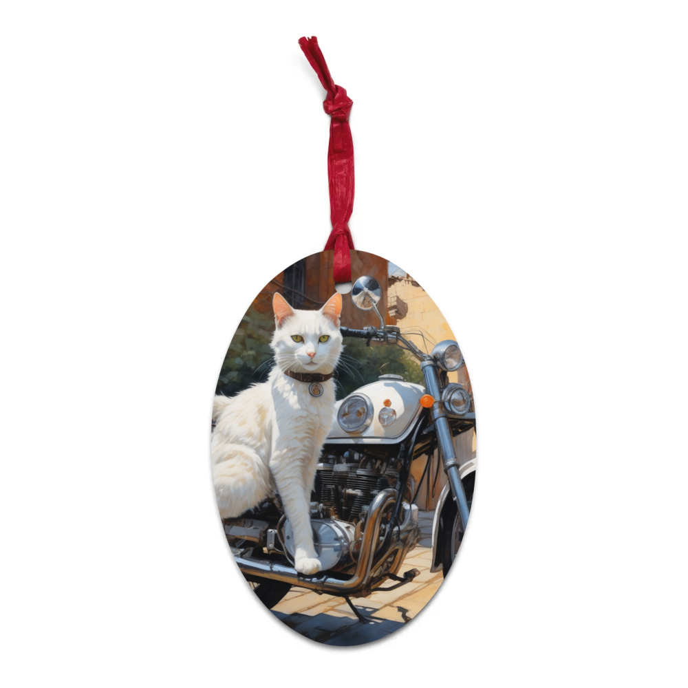 PugMug Custom White Companion Cat Wooden Ornament