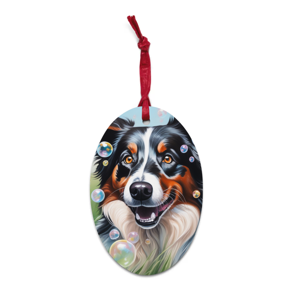 PugMug Custom Australian Shepherd Dog Wooden Ornament