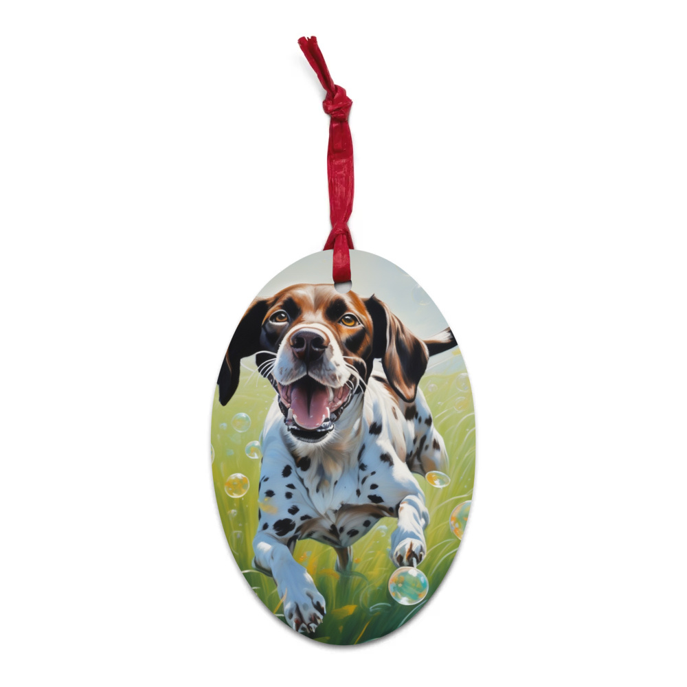 PugMug Custom Pointer Dog Wooden Ornament