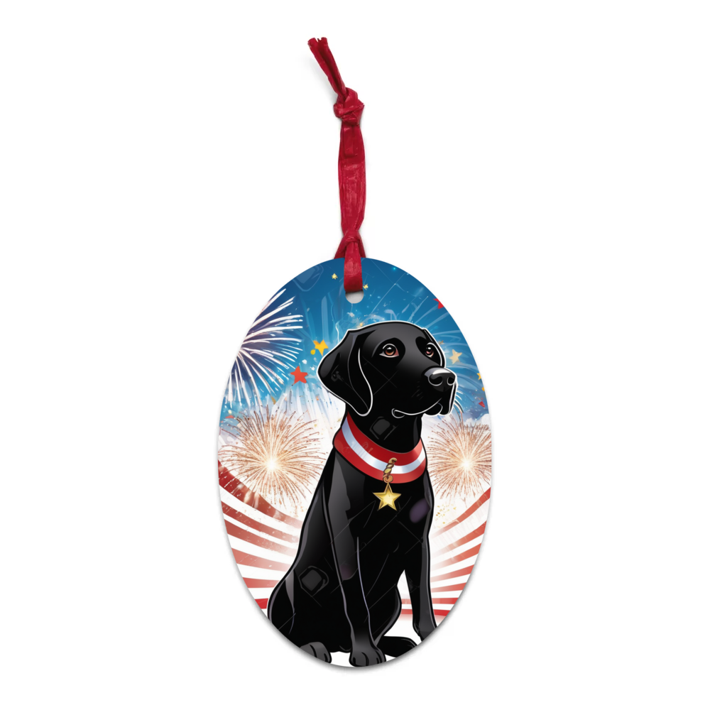PugMug Custom Black Labrador Retriever Wooden Ornament