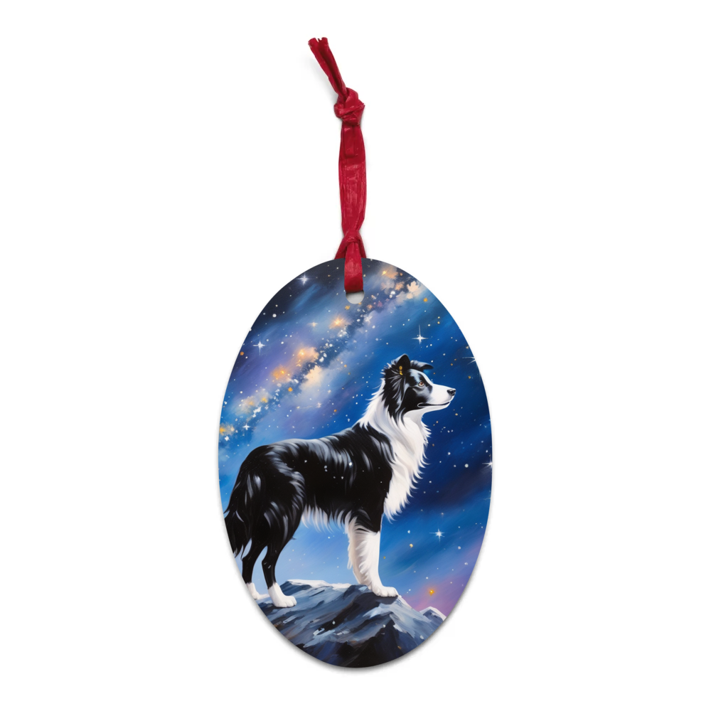 PugMug Custom Border Collie Wooden Ornament