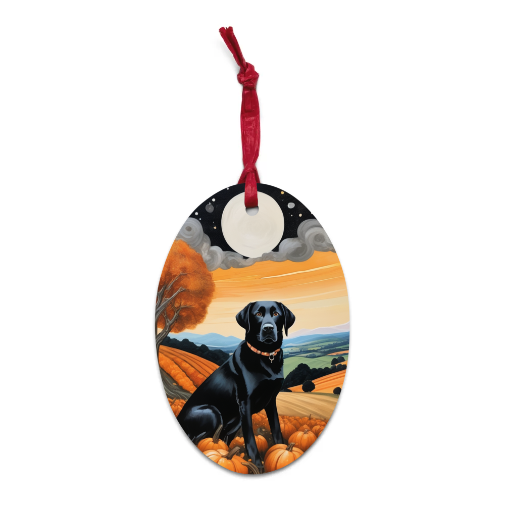 PugMug Custom Black Labrador Retriever Wooden Ornament