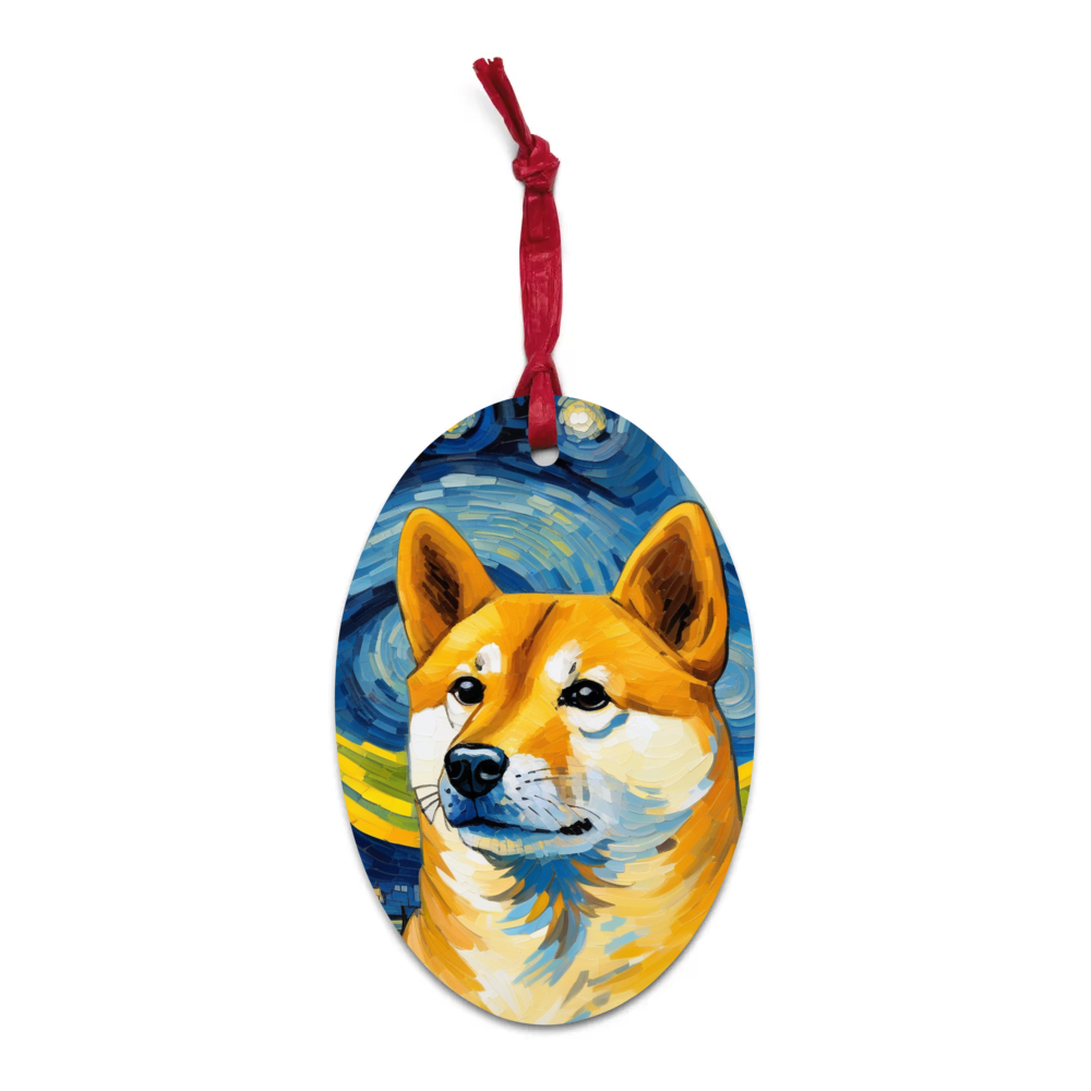 PugMug Custom Shiba Inu Wooden Ornament