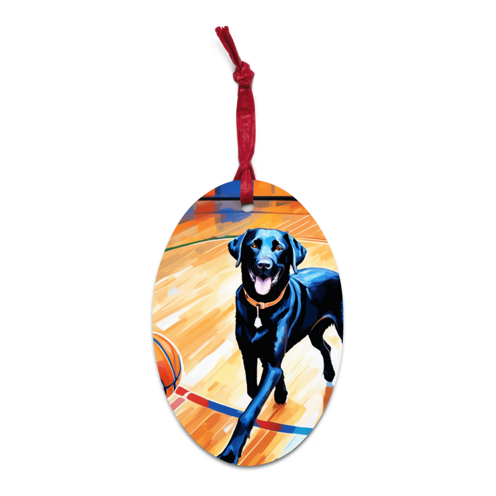 PugMug Custom Black Labrador Retriever Wooden Ornament