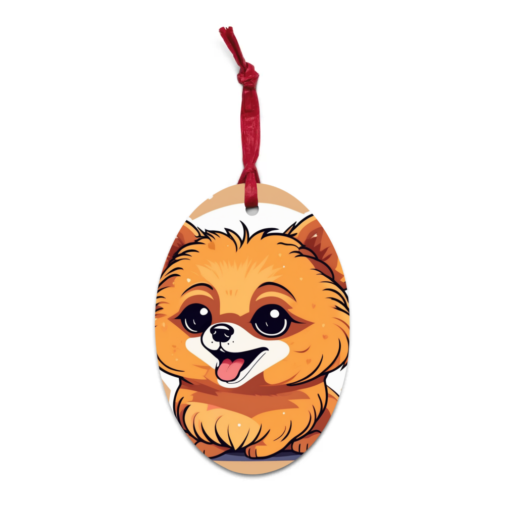 PugMug Custom Tan Pomeranian Wooden Ornament