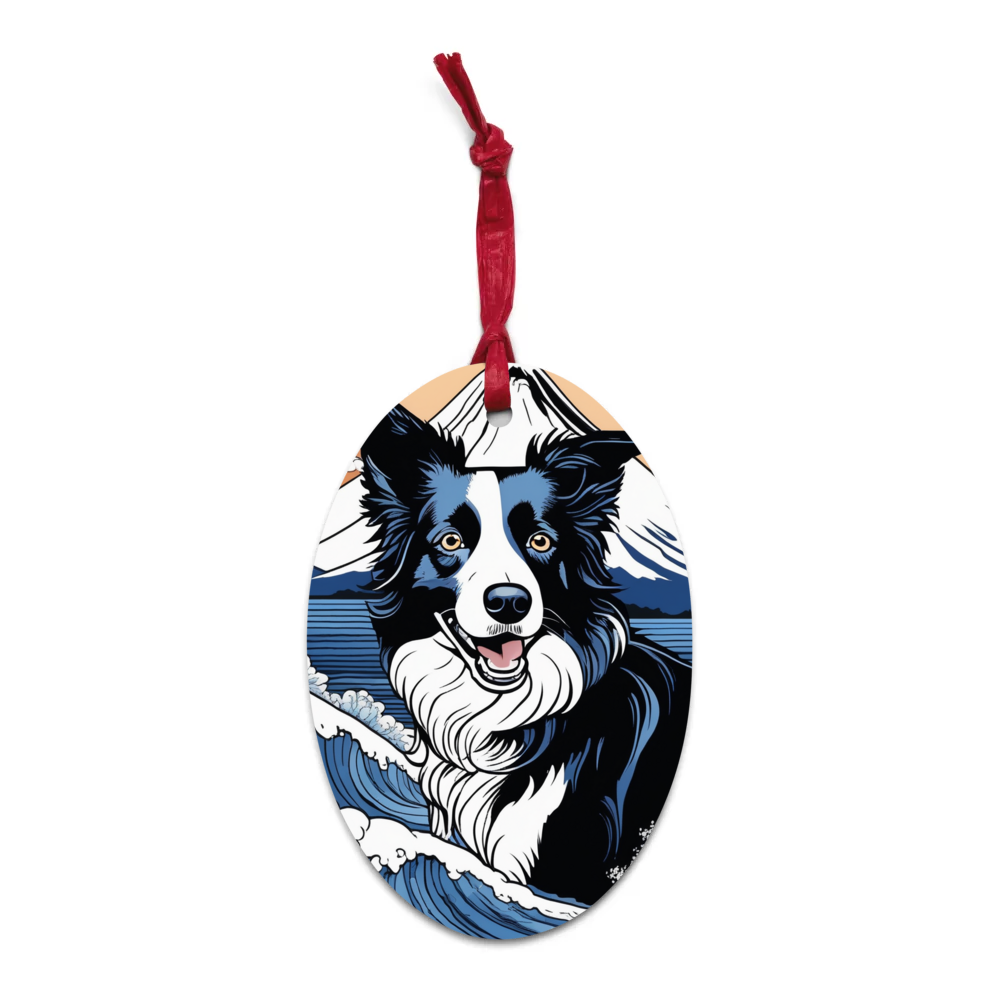 PugMug Custom Border Collie Wooden Ornament