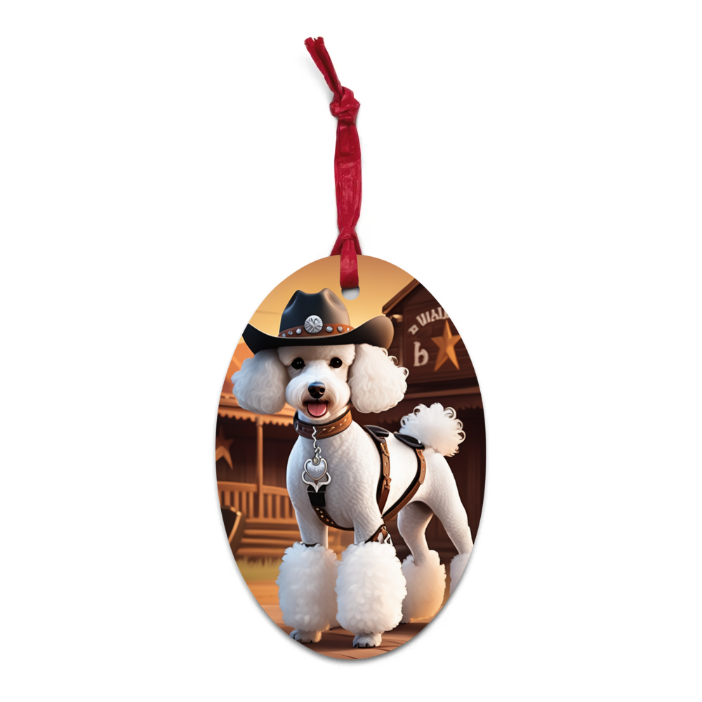 PugMug Custom White Poodle Wooden Ornament
