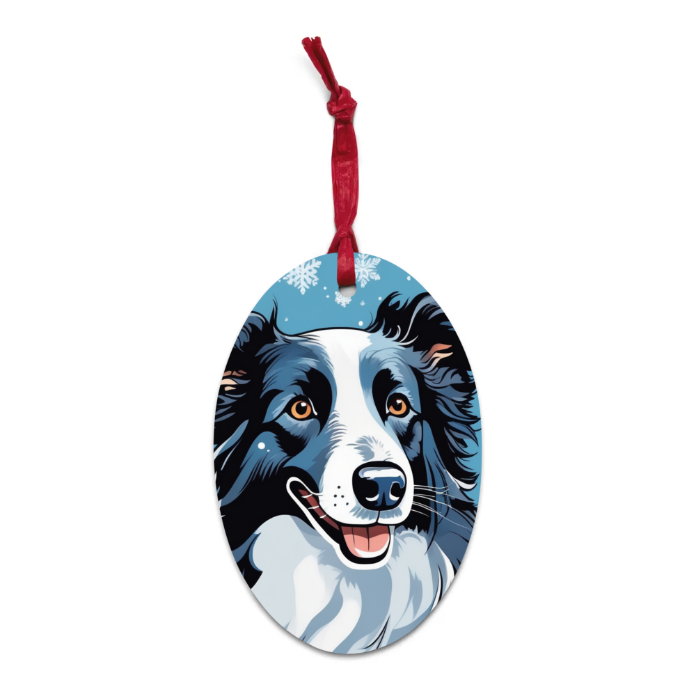 PugMug Custom Border Collie Wooden Ornament