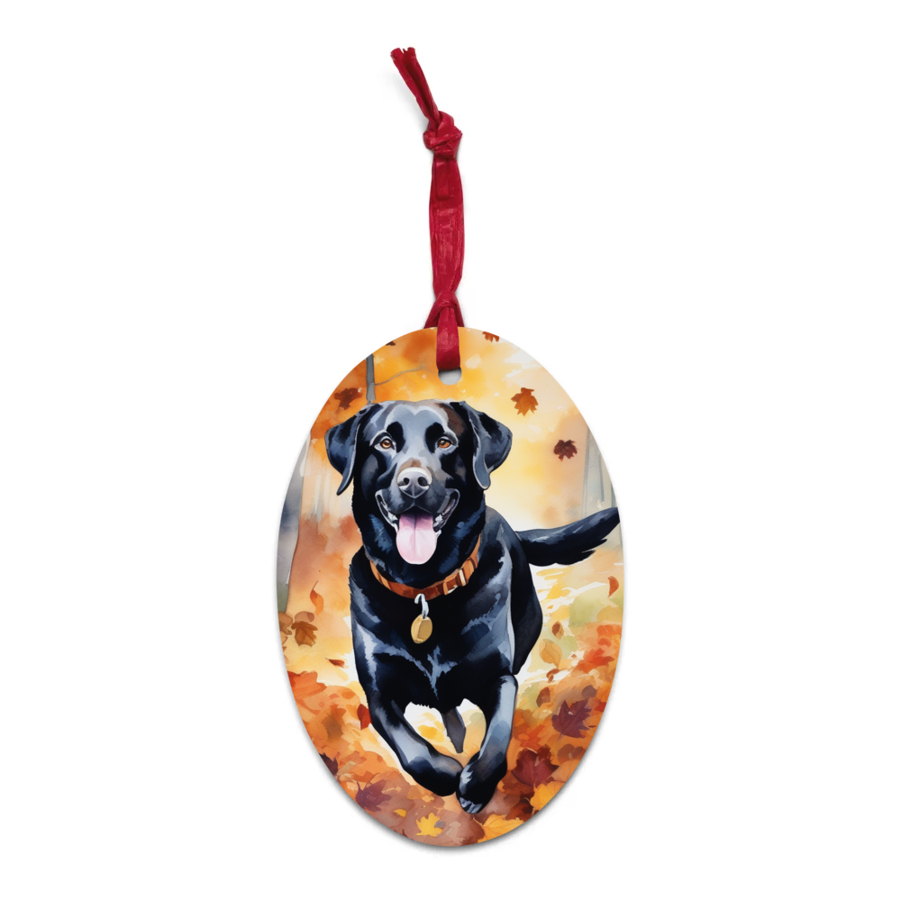 PugMug Custom Black Labrador Retriever Wooden Ornament