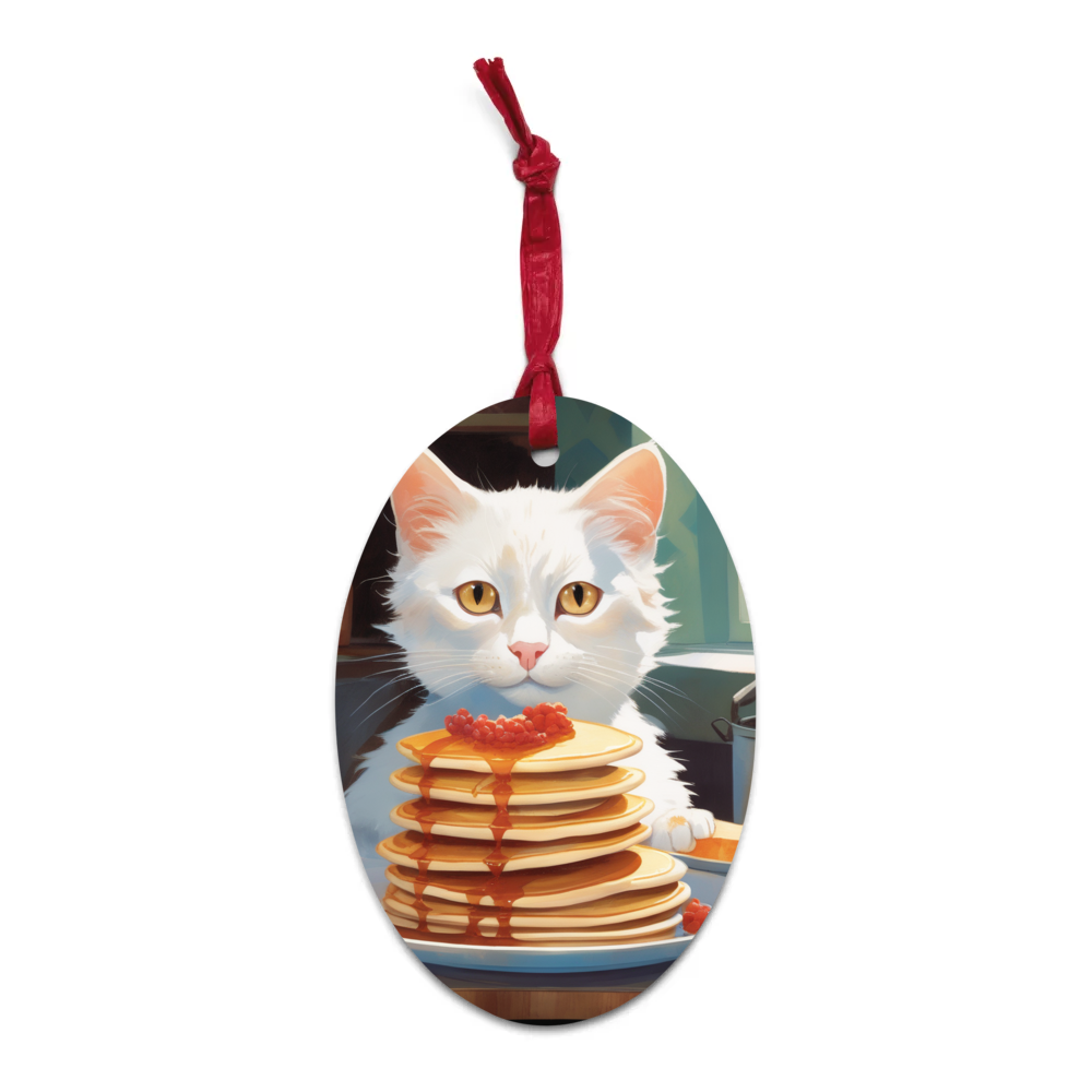 PugMug Custom White Exotic Cat Wooden Ornament