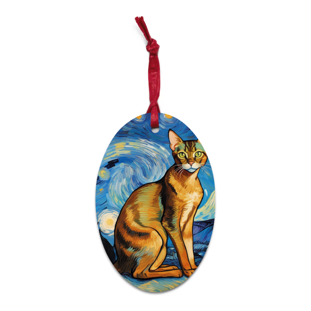 PugMug Custom Tabby Abyssinian Cat Wooden Ornament