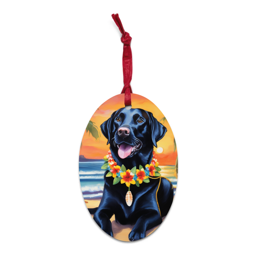 PugMug Custom Black Labrador Retriever Wooden Ornament