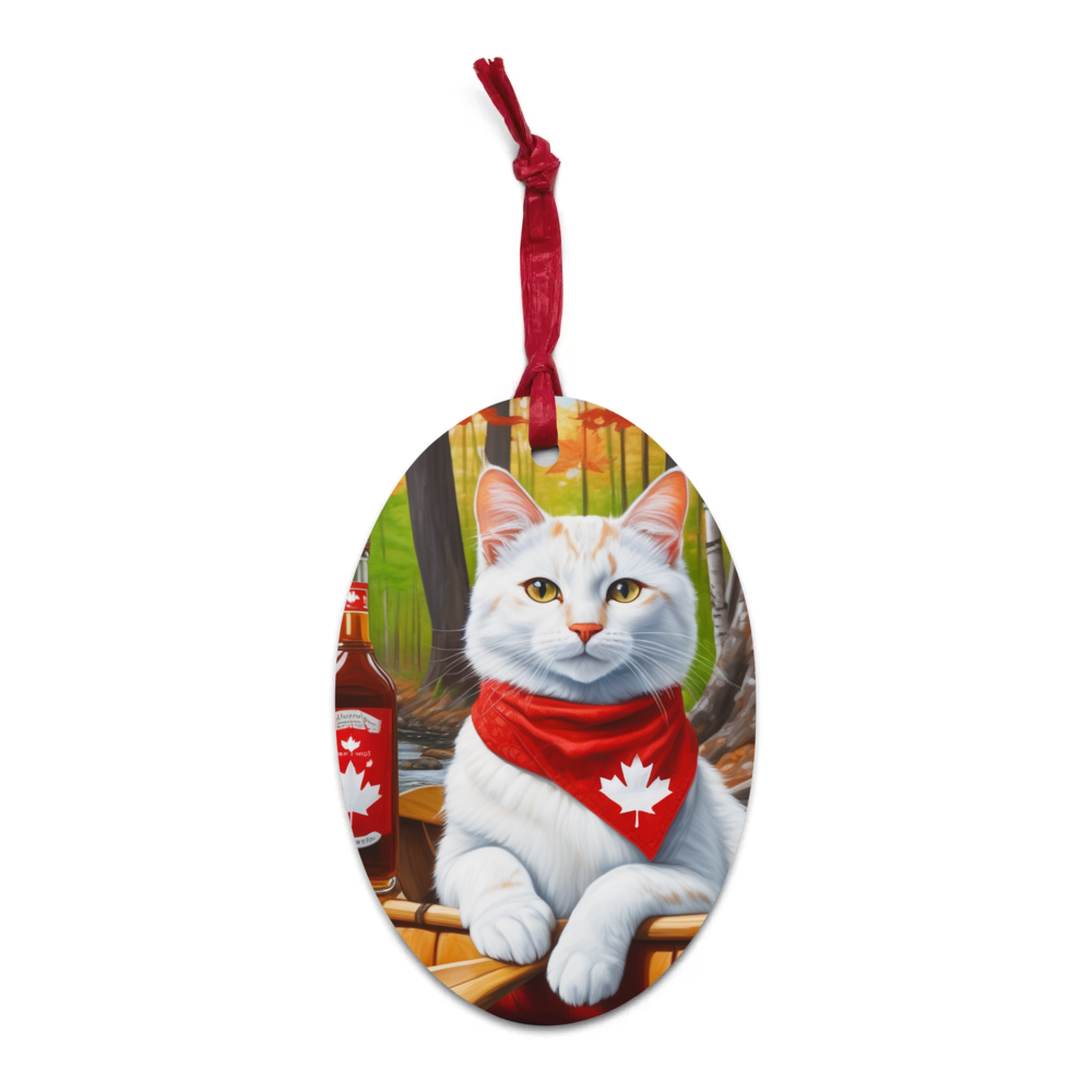 PugMug Custom White Companion Cat Wooden Ornament