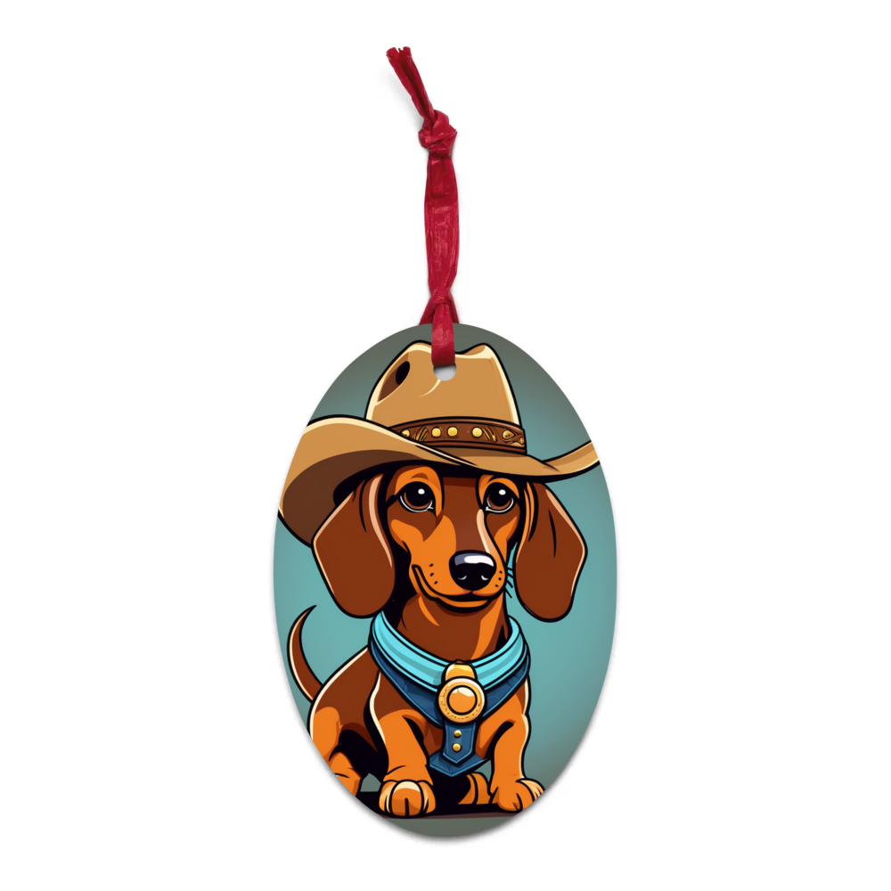 PugMug Custom Tan Dachshund Wooden Ornament