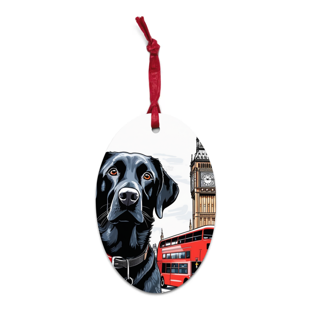 PugMug Custom Black Labrador Retriever Wooden Ornament