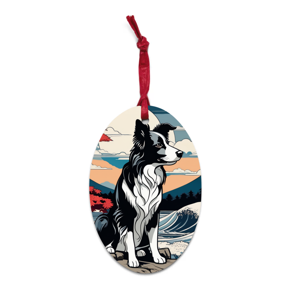 PugMug Custom Border Collie Wooden Ornament