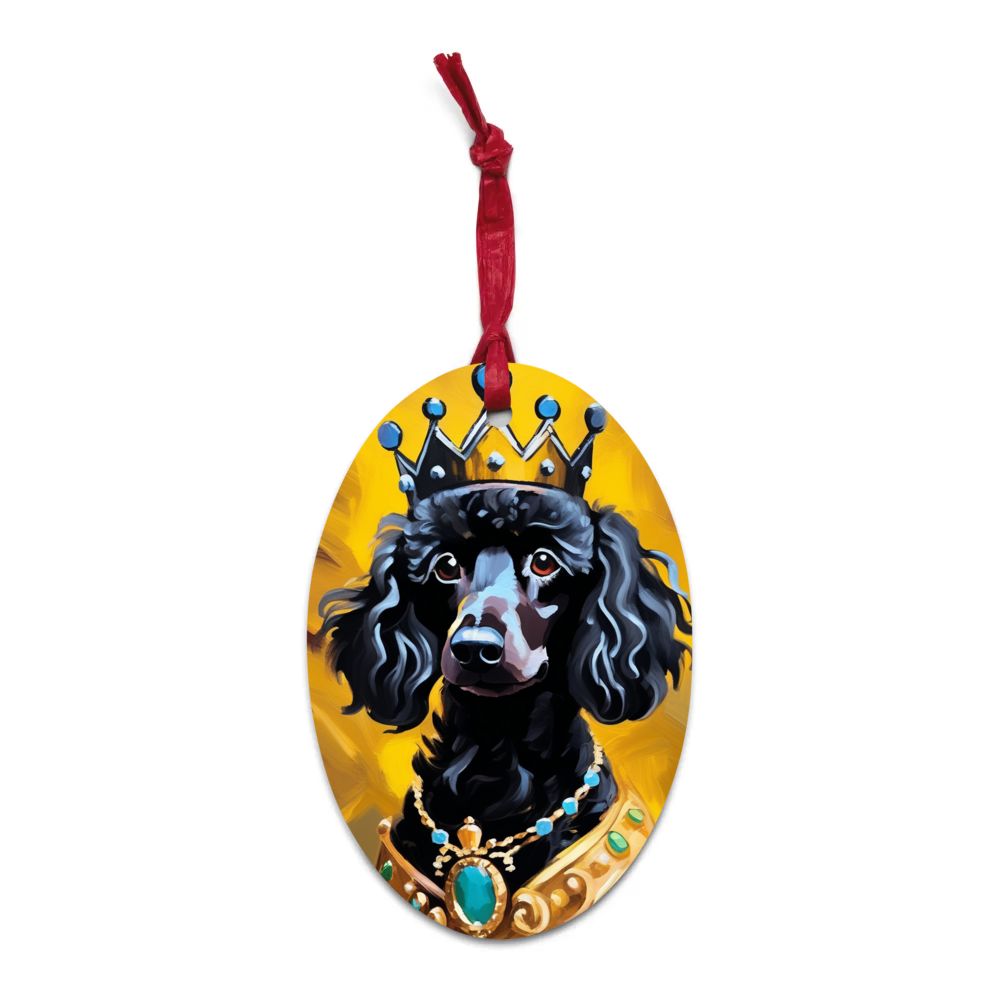 PugMug Custom Black Poodle Wooden Ornament