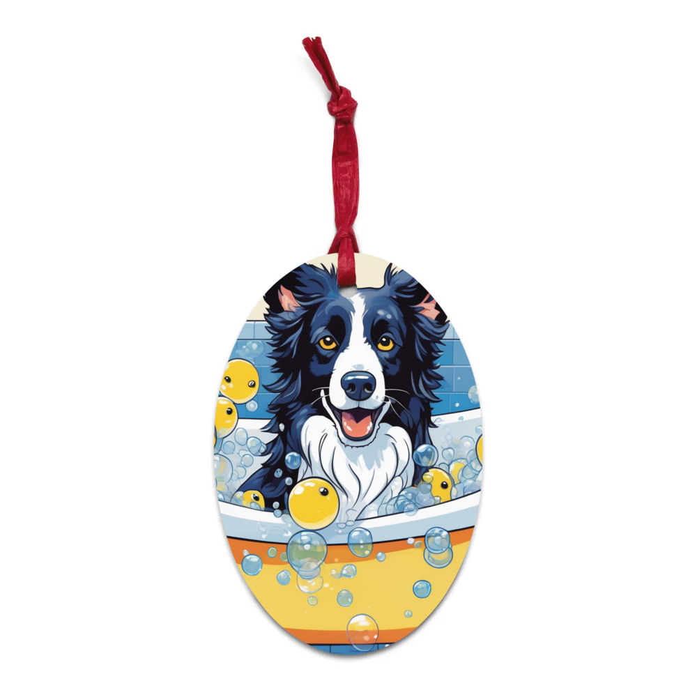 PugMug Custom Border Collie Wooden Ornament