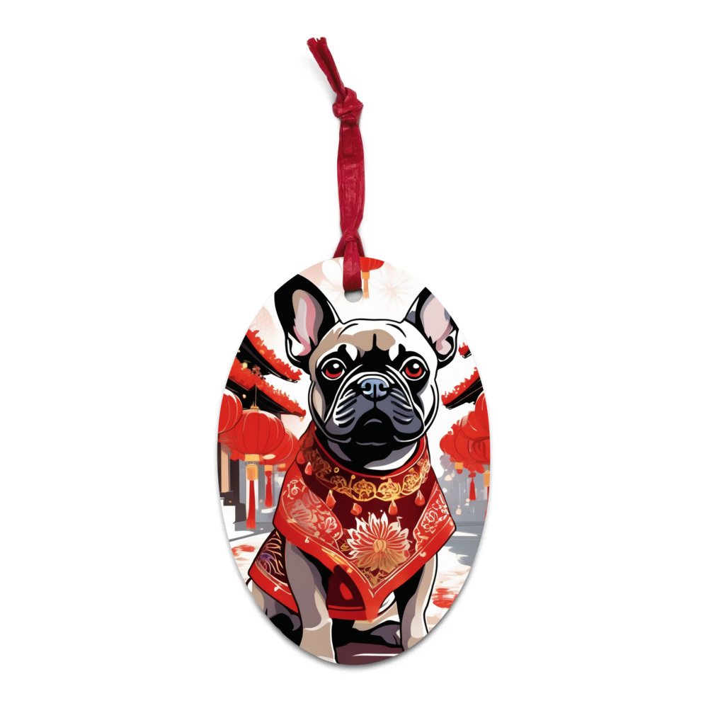 PugMug Custom Tan French Bulldog Wooden Ornament